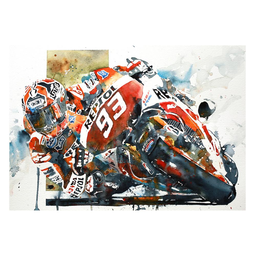 Marc Marquez MotoGP Watercolor Print | Honda | By Bilbeisi