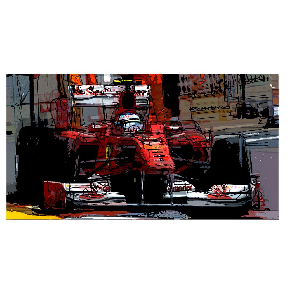 Fernando Alonso F1 Ferrari Watercolor Print | by Bilbeisi