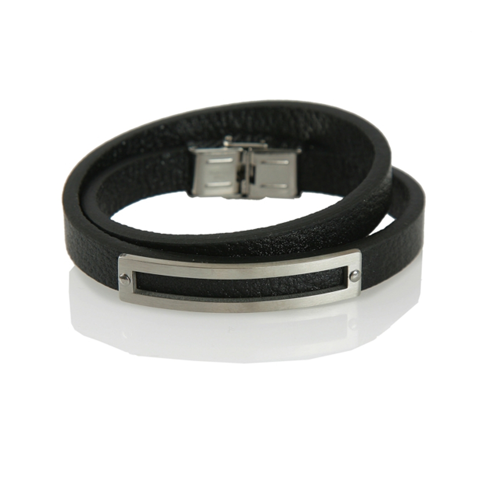Black and Silver Ordu Leather Bracelet - Buttigo