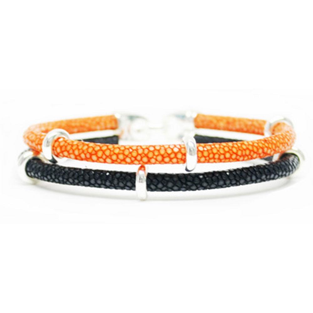 Double Stingray Bracelet | Orange/Black/Silver | Double Bone