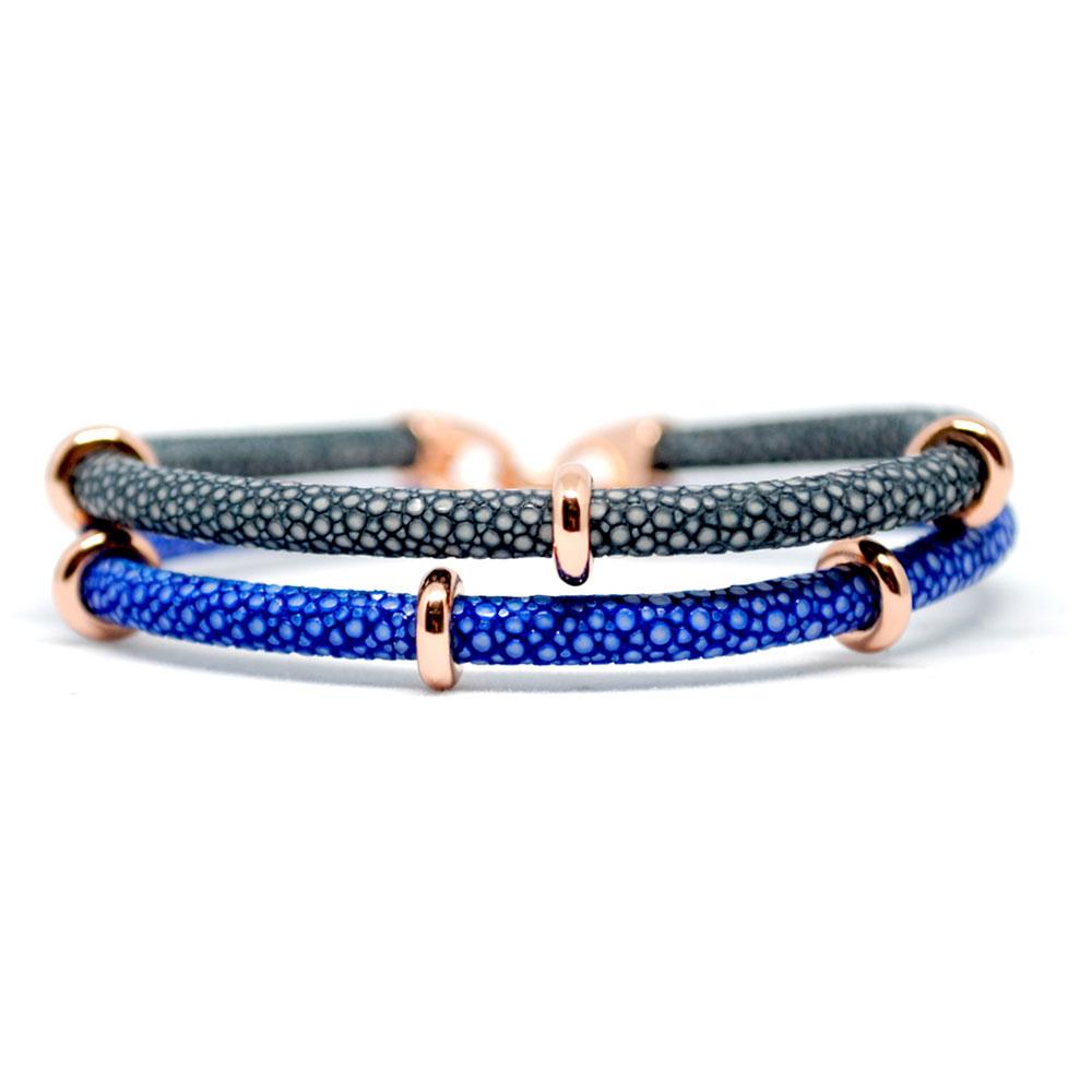 Double Stingray Bracelet | Blue/Gray/Rose Gold | Double Bone
