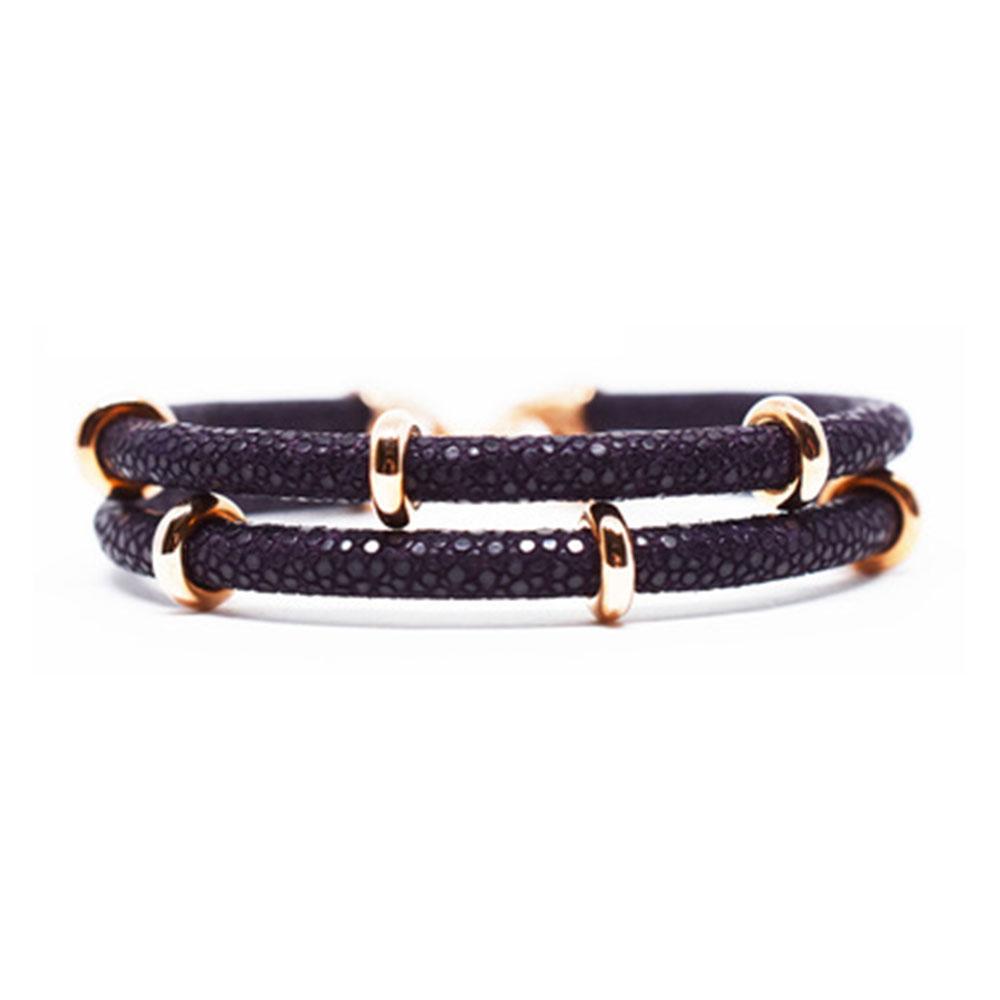 Double Stingray Bracelet | Purple & Rose Gold | Double Bone
